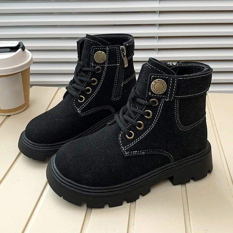 Boys Martin boots 2025 winter new children's velvet Wenzhou leather shoes children's warm cotton shoes