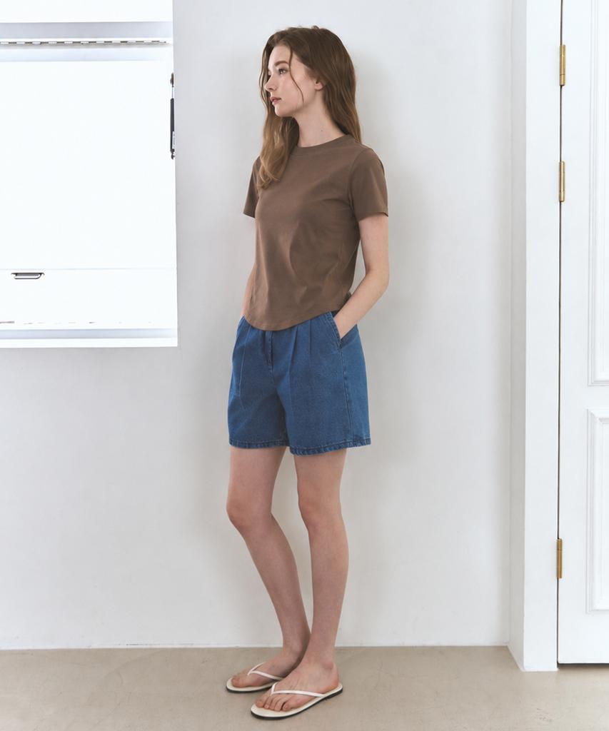 Deuloupisumeon Supima Silket Slim Short Sleeve T-Shirt [Beige]