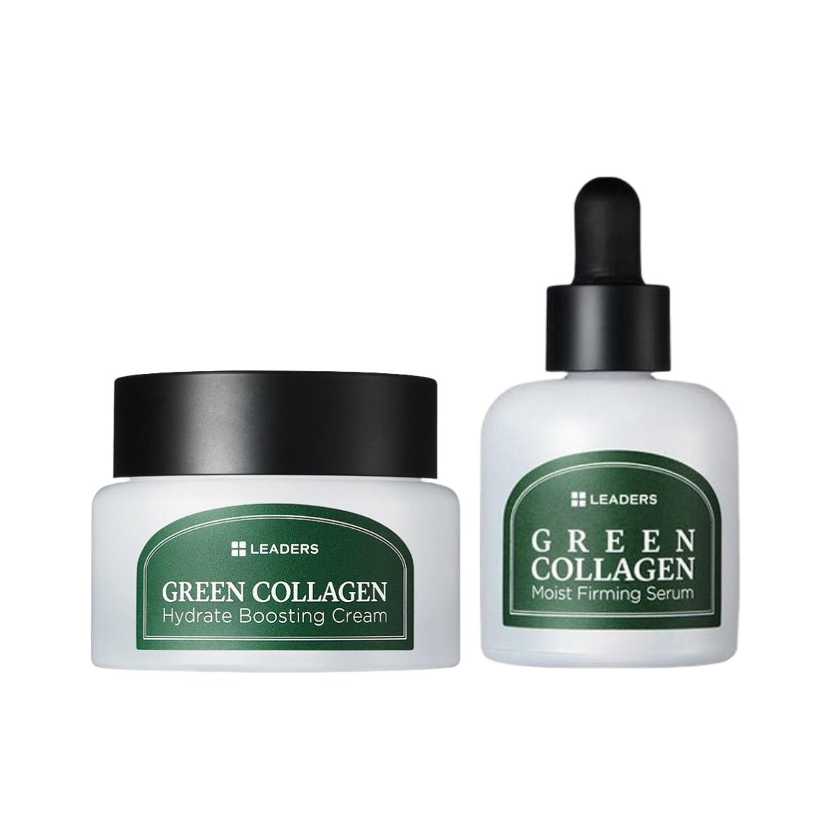 LEADERS Green Collagen Serum & Cream Set Firming Hydrating 30ml + 50ml