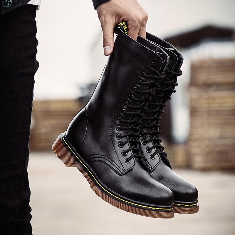 Exklusiv für große Martin-Stiefel, hochgeschnittene britische Retro-Martin-Schuhe, Langstiefel, Samt-Militärstiefel.