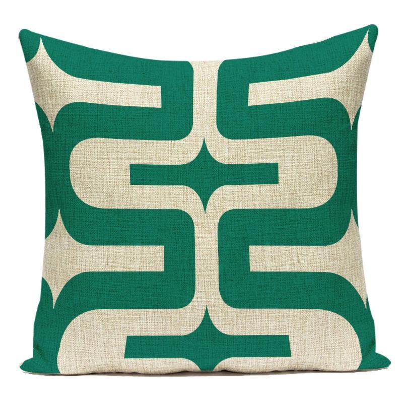 Polyester Green Geometric Stripe Wave Pillow Cover Decoratives Sofa Home Cushion Cover For Bedroom Living Room Decoration