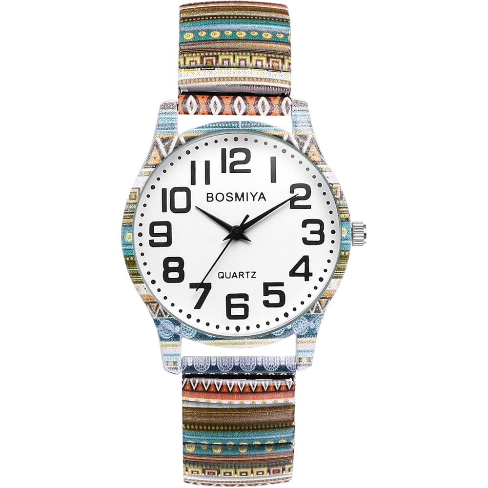 Bohemia Elastic Belt Watch Analog Quartz with Arabic Numerals, Water Resistant, Multicolor Fashion Accessory