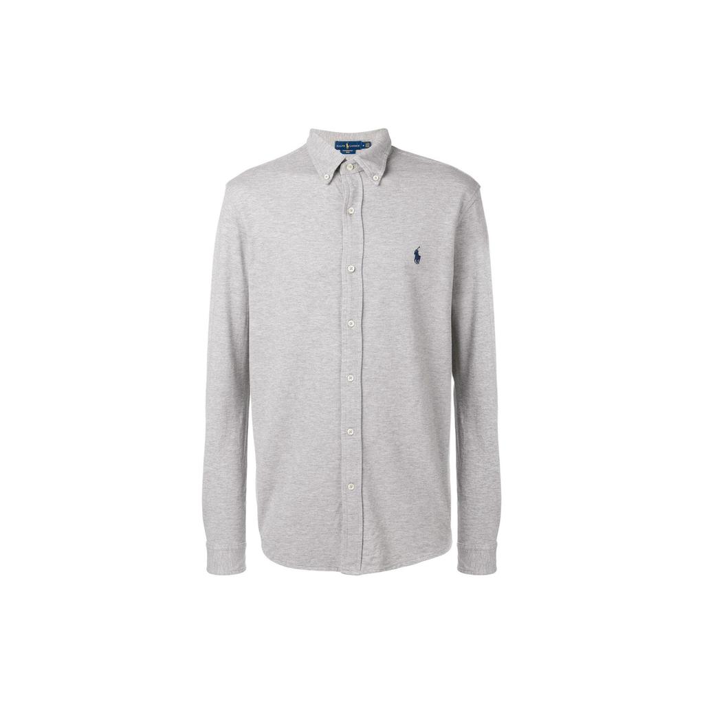 Polo Ralph Lauren Ss22 Logo Embroidered Button-Up Shirt Men shirts Gray 710654408-019