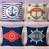 Nordic Dark Blue Sailing Cushion Cover Plush Fabric Soft Double-Sided Printed Sofa Warm Winter Home Gift Pillow Cover