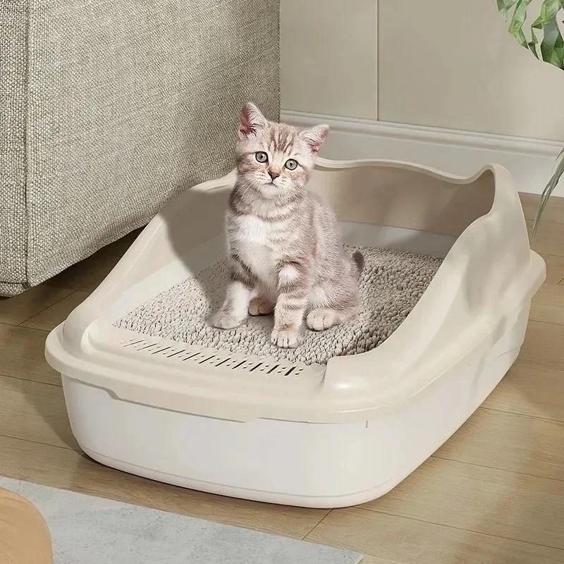 Large Semi Enclosed Cat Litter Box with Open Spill Prevention Extra Large Cat Litter Box Pet Supplies Cat Litter Box Cat Toilet