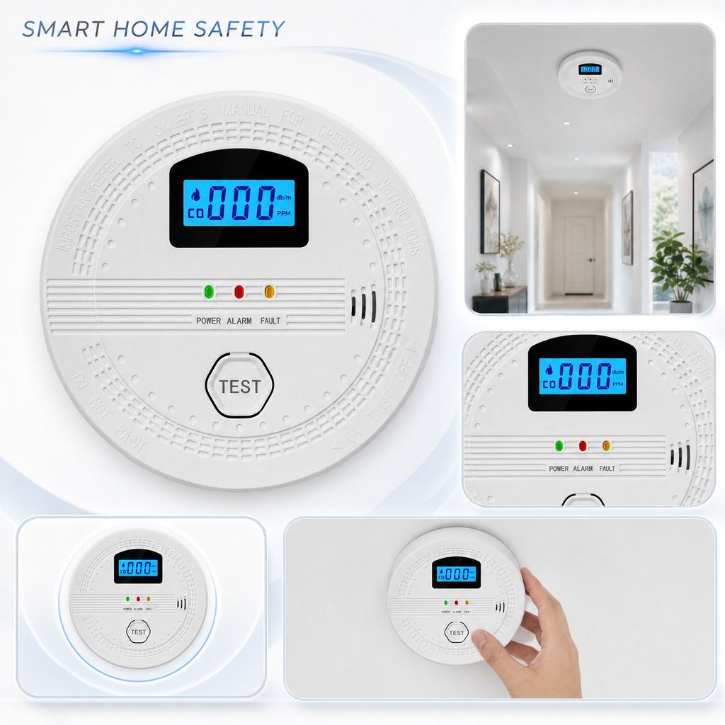 Combination Smoke Detector and Carbon Monoxide Detector with Digital Display Long Life Battery Dual Sensor Safety Device for Home and Office