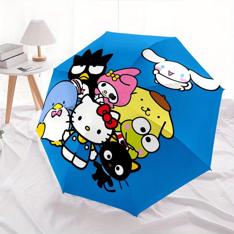 Hello Kitty, Sanrio Automatic Open/Close Umbrella-Cute Umbrella with Cute Design, Portable 3-Fold Compact Umbrella for Men & Women, Hallowee