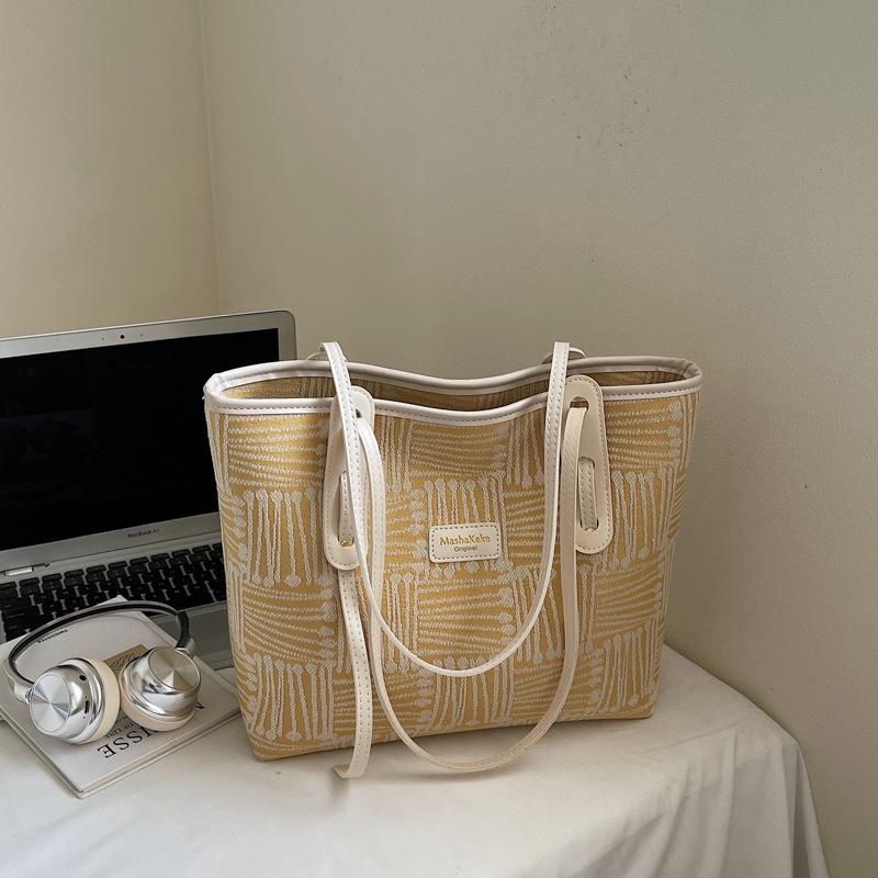 

Нишевая дизайнерская женская сумка большой вместимости, новая модная портативная сумка для поездок на работу, полосатая плечевая сумка-тоут