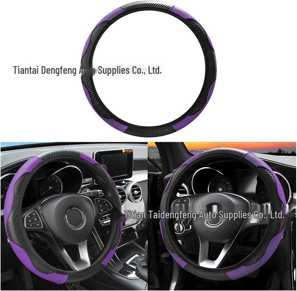 Universal Four-Season Faux Carbon Fiber Steering Wheel Cover for SUVs and Sedans
