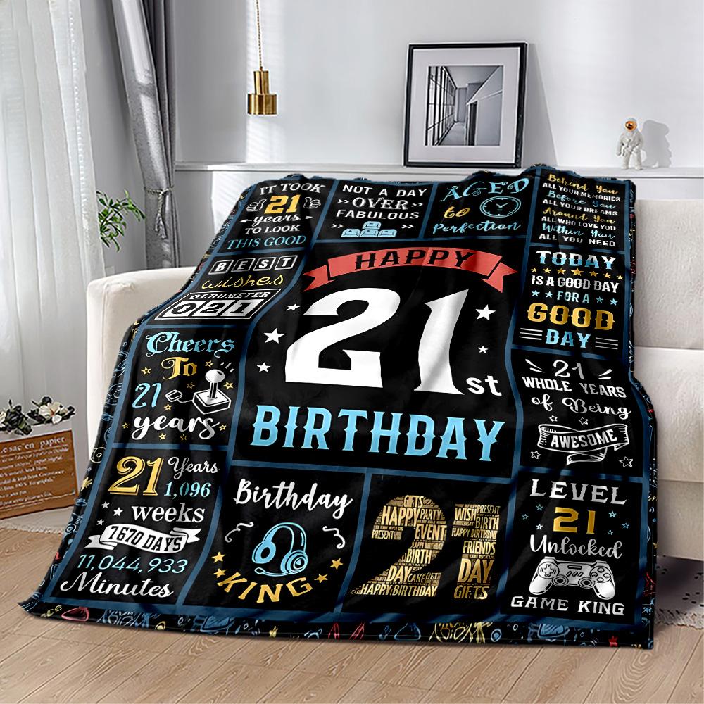 1pc 21th Birthday Celebration Blanket Soft and Warm for Sofa Office Camping Travel Livingroom Great Gift for Friends and Family Comfortable