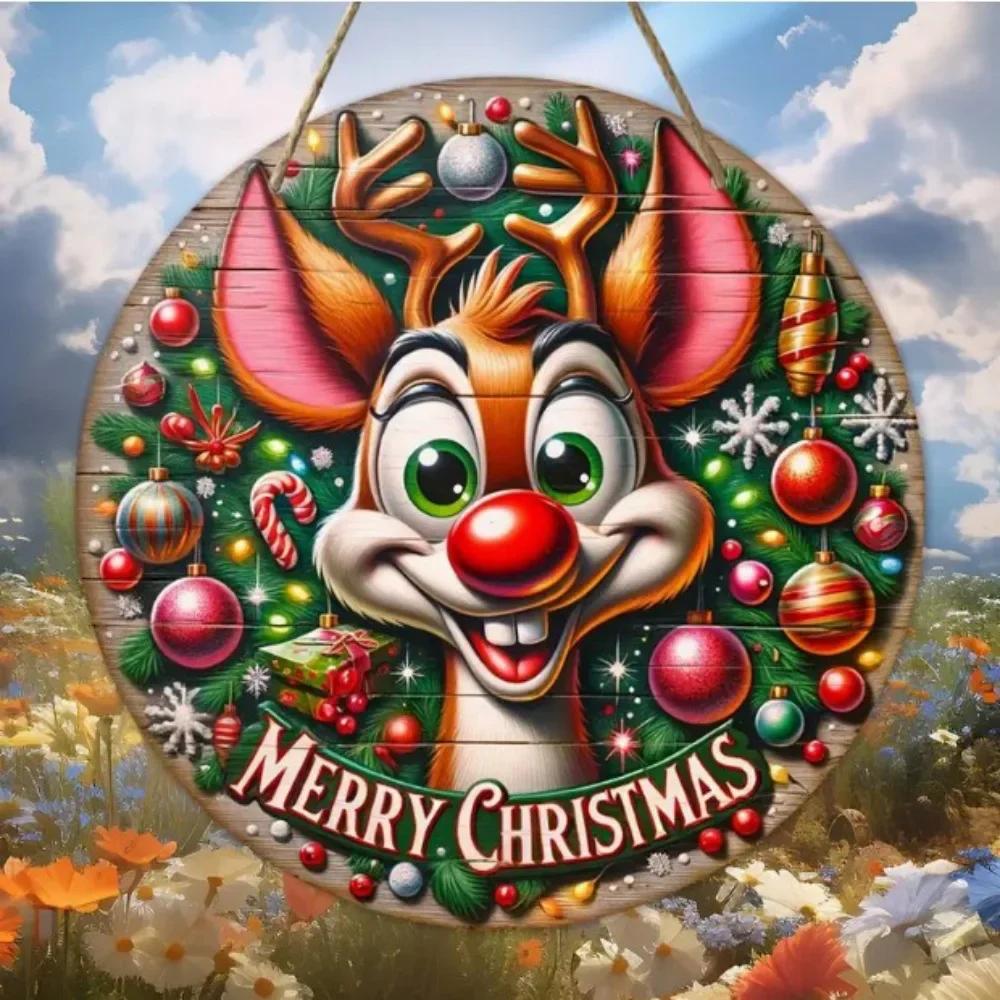 2025 Christmas Wooden Logo Cute Gingerbread Man Holiday Happy Art Decoration, Home Garden Courtyard Wooden Hanging Pendant