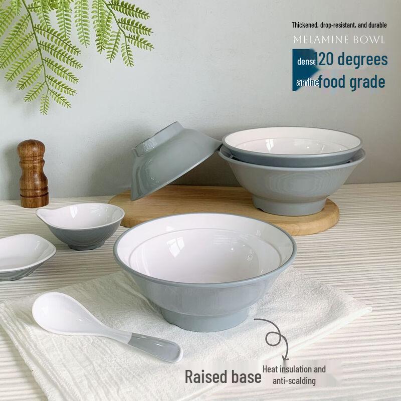 Xiaoyueya A5 Food-Grade Melamine Thickened Raised-Foot Noodle Bowl