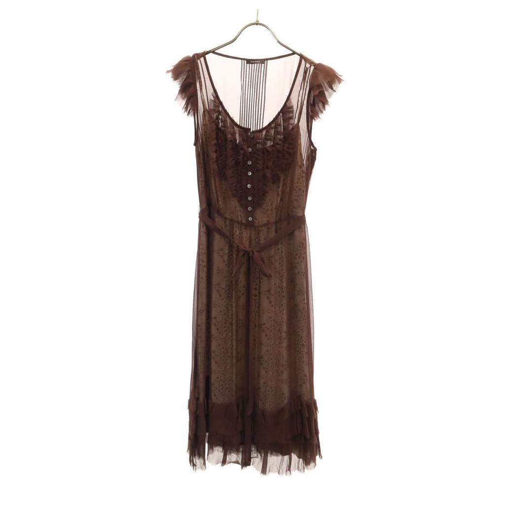 TOCCA silk No sleeve Sheer one piece 999 Brown Women Used