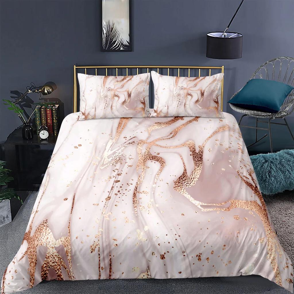 Luxury Black Marble Duvet Cover Set 3d Digital Printing Bed Linen Fashion Marbling Comforter Cover Design Bedding Sets Bed Set