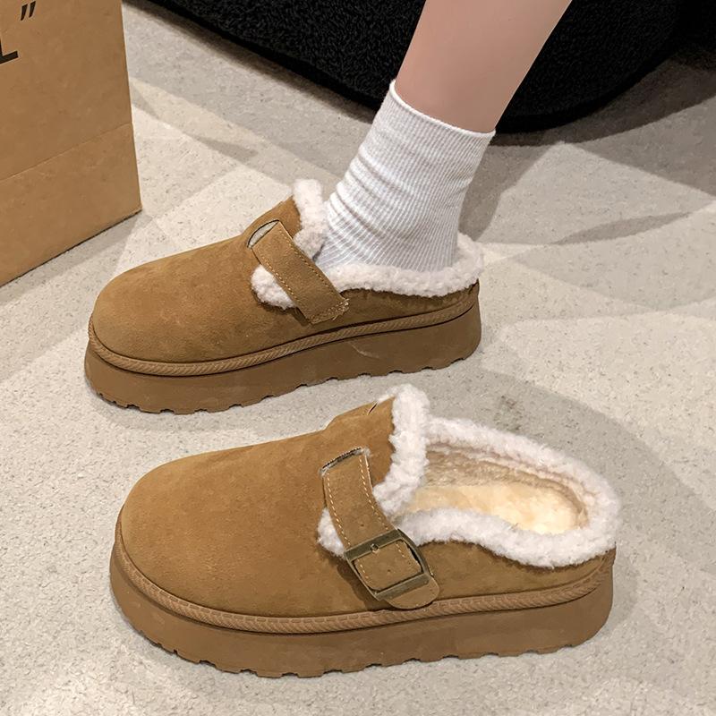 

Thick-soled heightening outer wear fluffy shoes women s winter new round head warm and velvet fashion casual cotton shoes 40 хакі