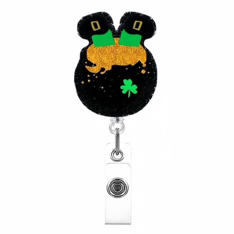 Patrick's Day Badge Holder Retractable Badge Reel with Metal Pocket Clip Doctor Nurse Badge Holder for Office