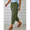 2026 Loose High-Waisted Buttoned Cotton Linen Wide-Leg Nine-Point Women's Pants