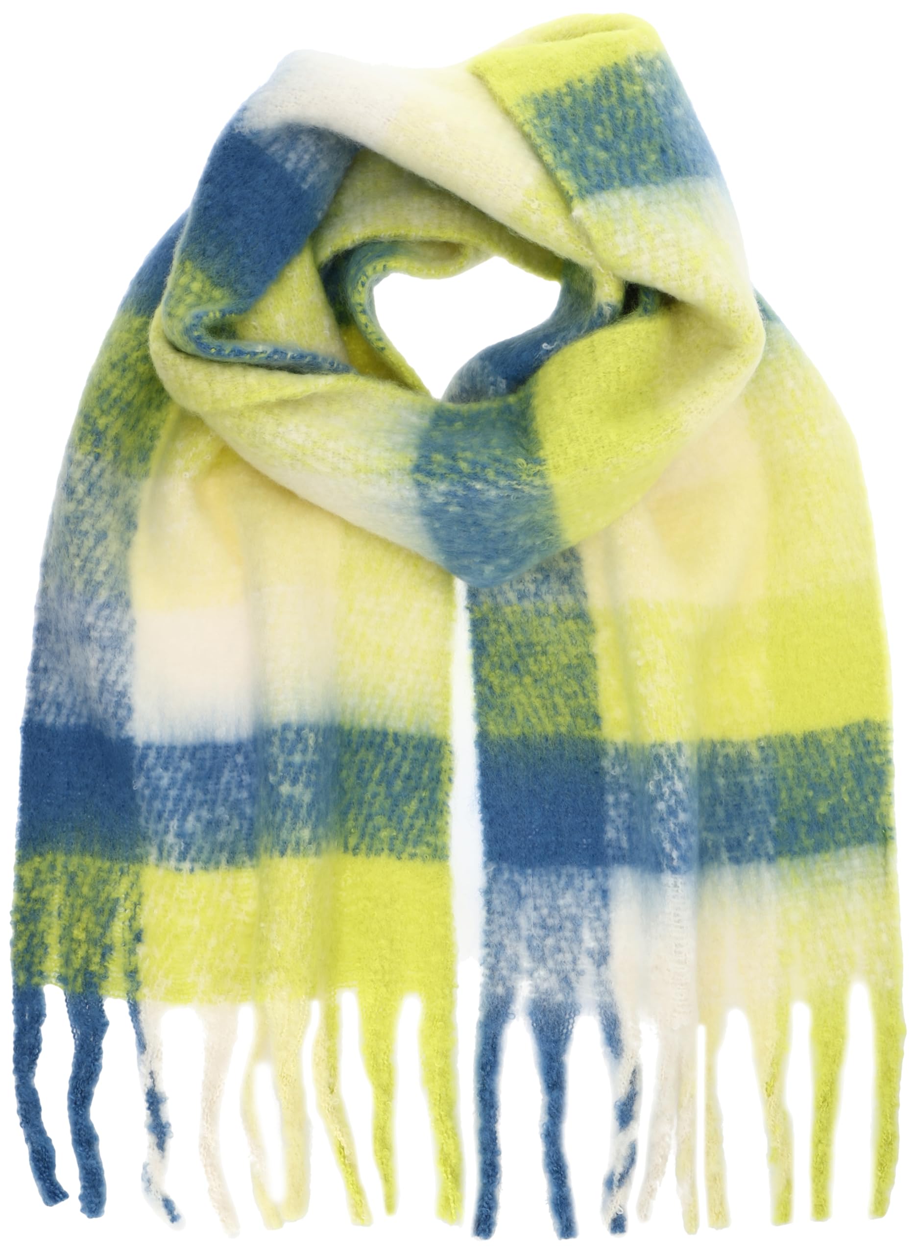 

Stole Block Check Boucle Scarf Yellow Green [Cuko] Women s (356)