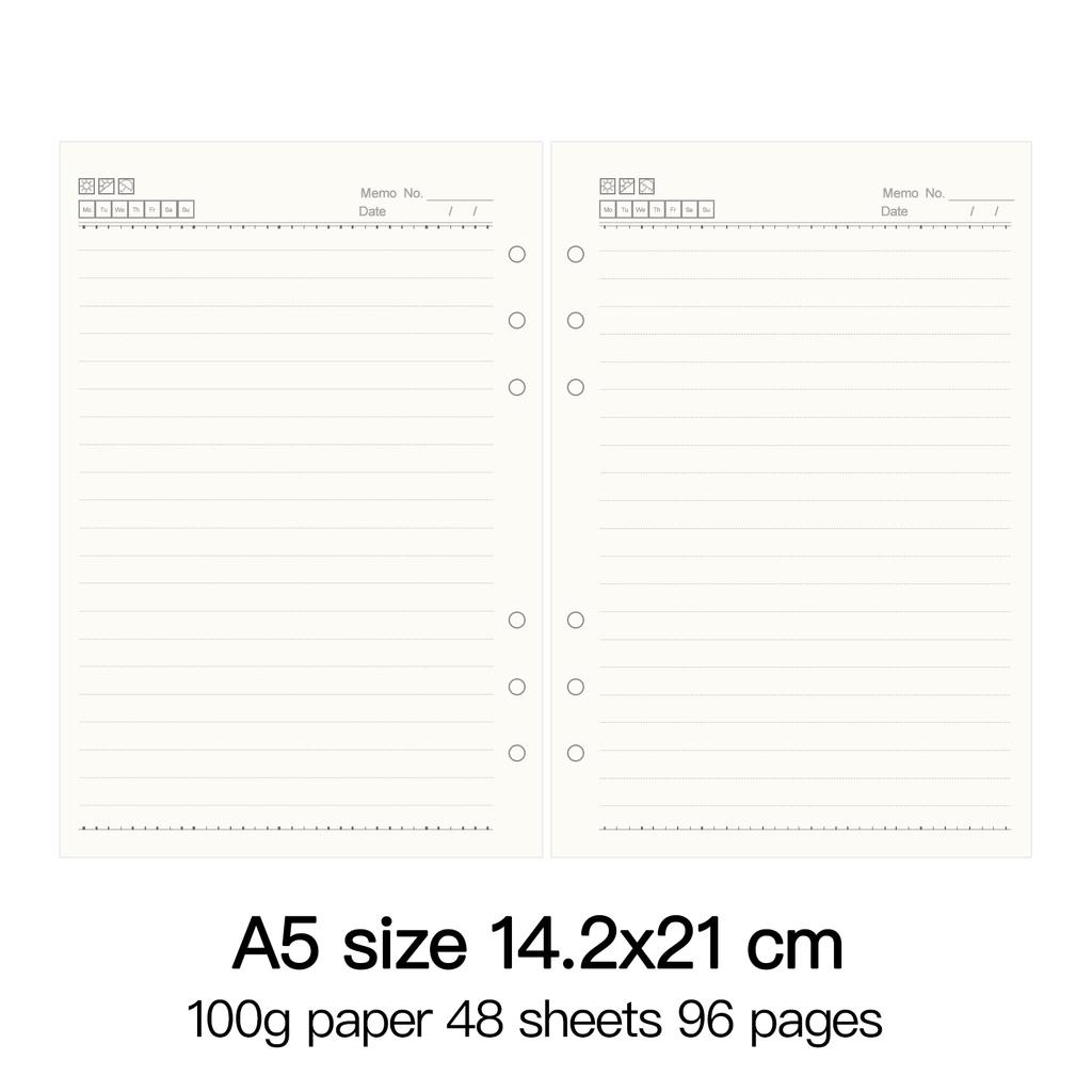 High Quality Ring Binder Notebook A5 Personal A6 A7 A8 Size Insert Refills Loose Leaf Spiral Diary Planner Inner Core 100g Paper