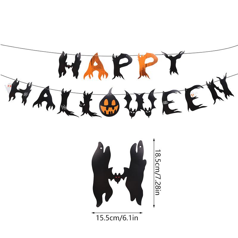 Halloweenská párty papírová girlanda netopýr dýně banner 2025 Happy Halloween párty dekorace pro domov koleda visací přívěsky