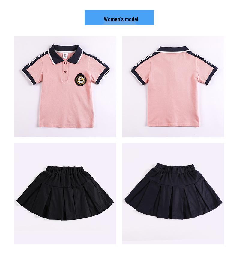 Kids' Summer Sports Day Set: Short-Sleeve Shirt & Shorts for Primary/Kindergarten Uniforms