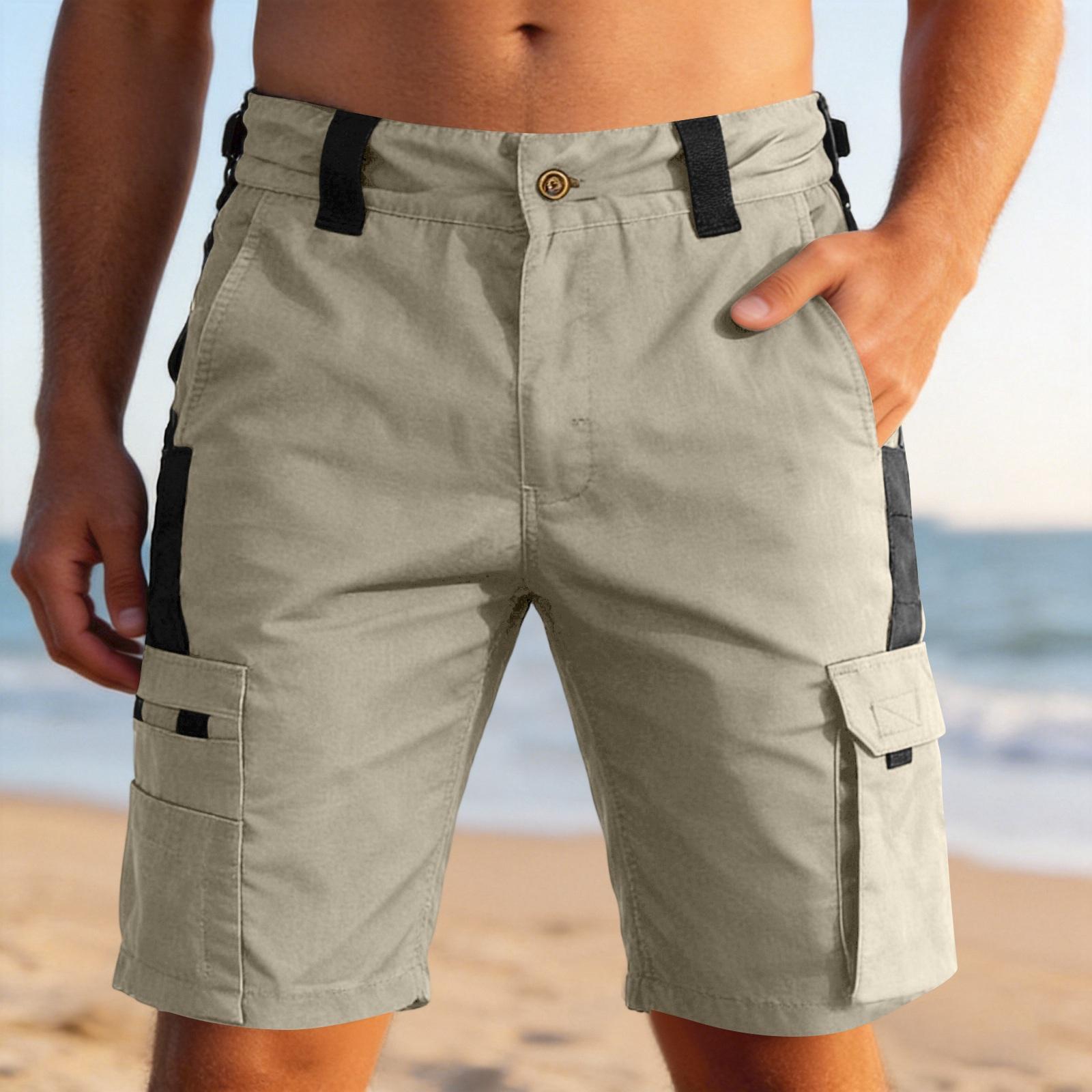 

Men s Work Cargo Shorts Multi Pocket Lightweight Loose Fit Knee Length Shorts for Outdoor Construction and Casual Wear XL хакі