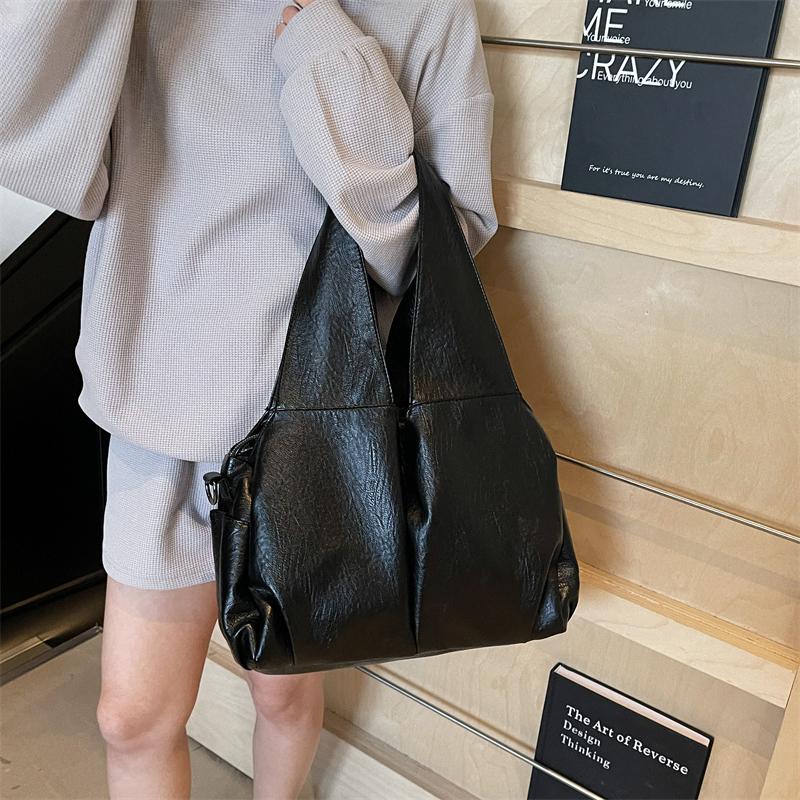 Große Tragetasche Damen Retro Unifarben Pendler Umhängetasche