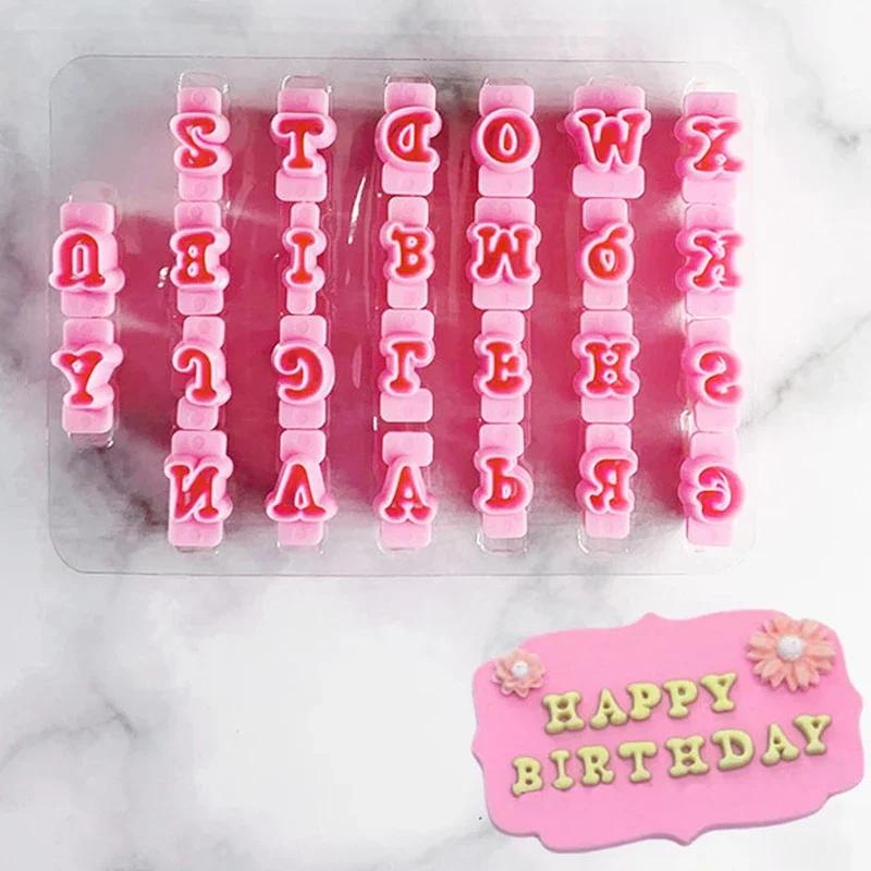 

26pcs/set Alphabet Cake Molds Cakes Sugar Paste Letter Cookies Cutter Words Press Stamp Baking Embossing Mould for Home DIY Cake
