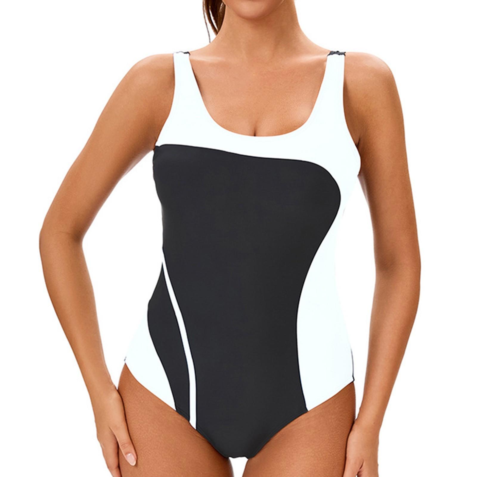 

Женский консервативный цельный купальник без рукавов с открытой спиной, сочетающийся по цвету, с подкладкой для груди XXL белый