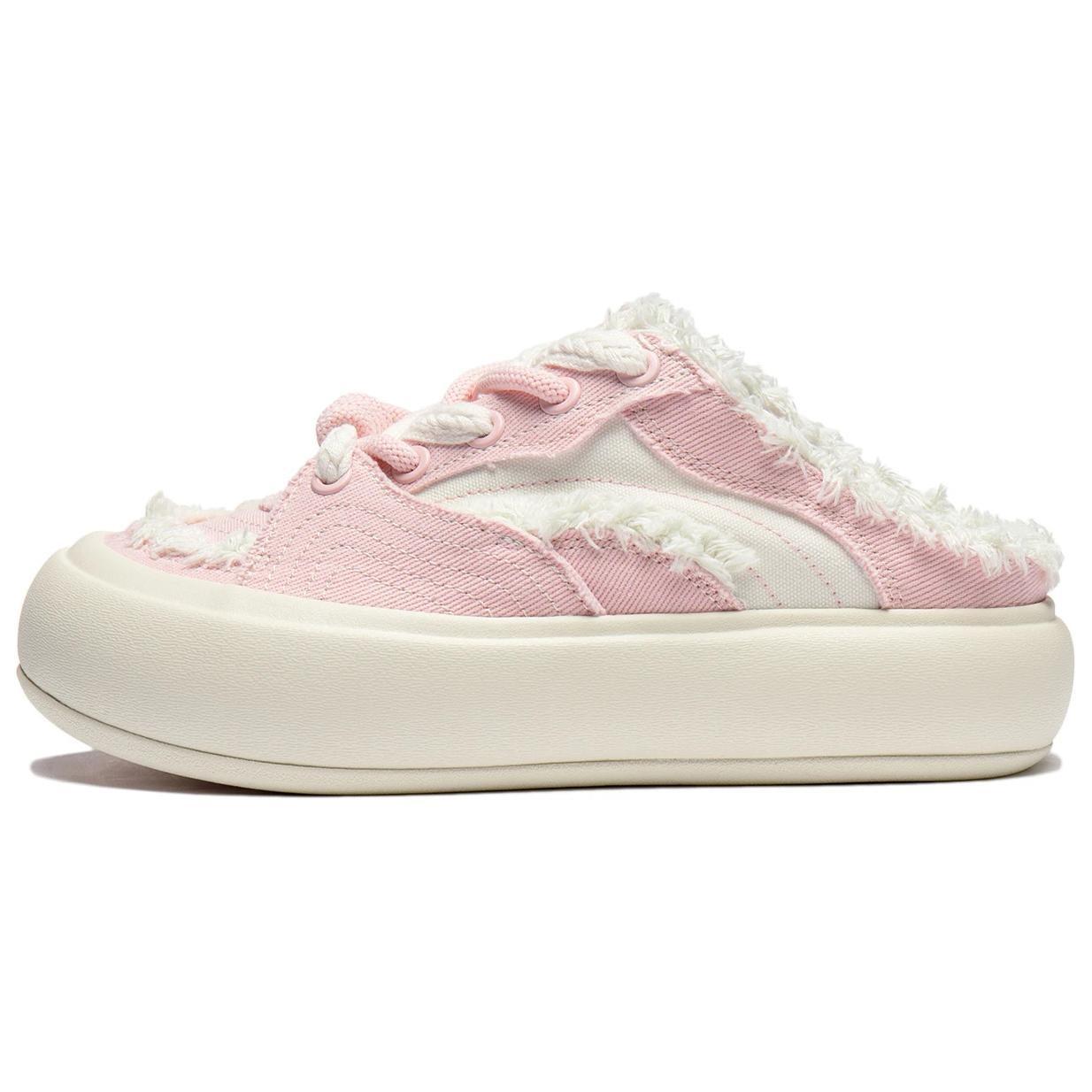 (WMNS) Li-Ning Puff Platform Mule Pink Creamy White Women s AZGU014-6 EU 37⅔