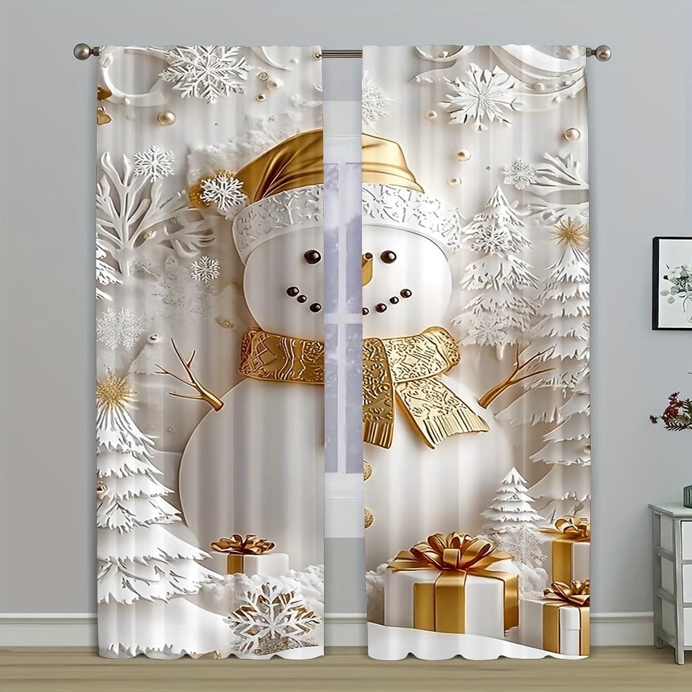 

2pcs Christmas Snowman and Pine Tree Sheer Curtains – Festive Holiday Decor for Bedroom Living Room Dining Room and More 100*130 HOOK 1pcs