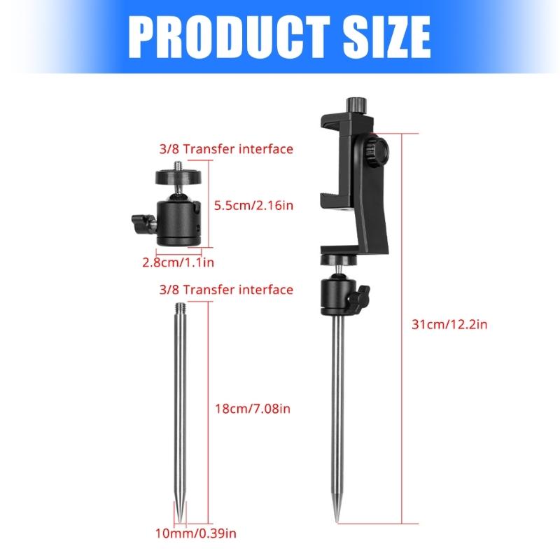 Portable Golf Cart Phone Holder with Landing Pad  Outdoor Ground Spikes Phone Holder for Secure Swaying Recording Analysis