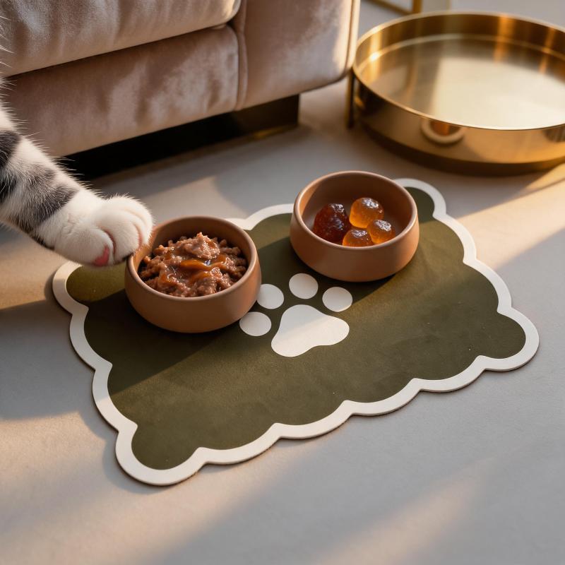 Waterproof Non Slip Pet Feeding Mat Absorbent Wavy Edge Easy Clean Pad for Cats Puppy Pet Feeding Supplies