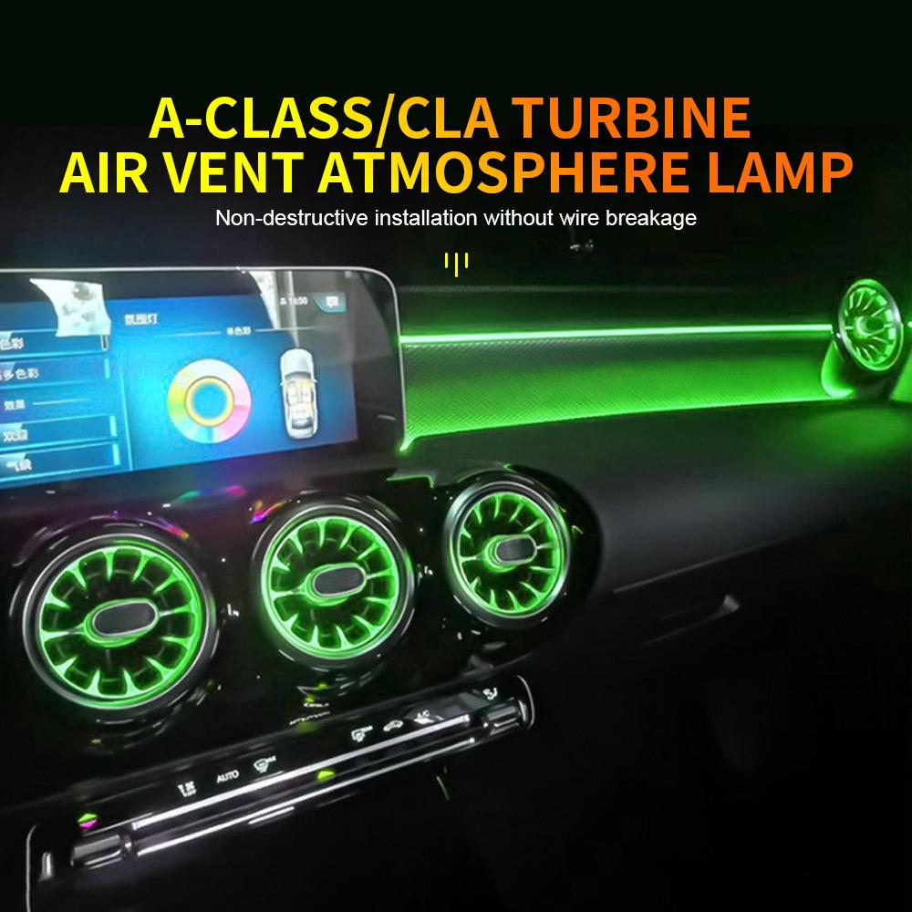 Led Car Air Vents Turbine 64 Colours Ambient Lights App Controls for Mercedes Nenz A-Class/ClA W177 W118 C118 2019 2020 2025-25