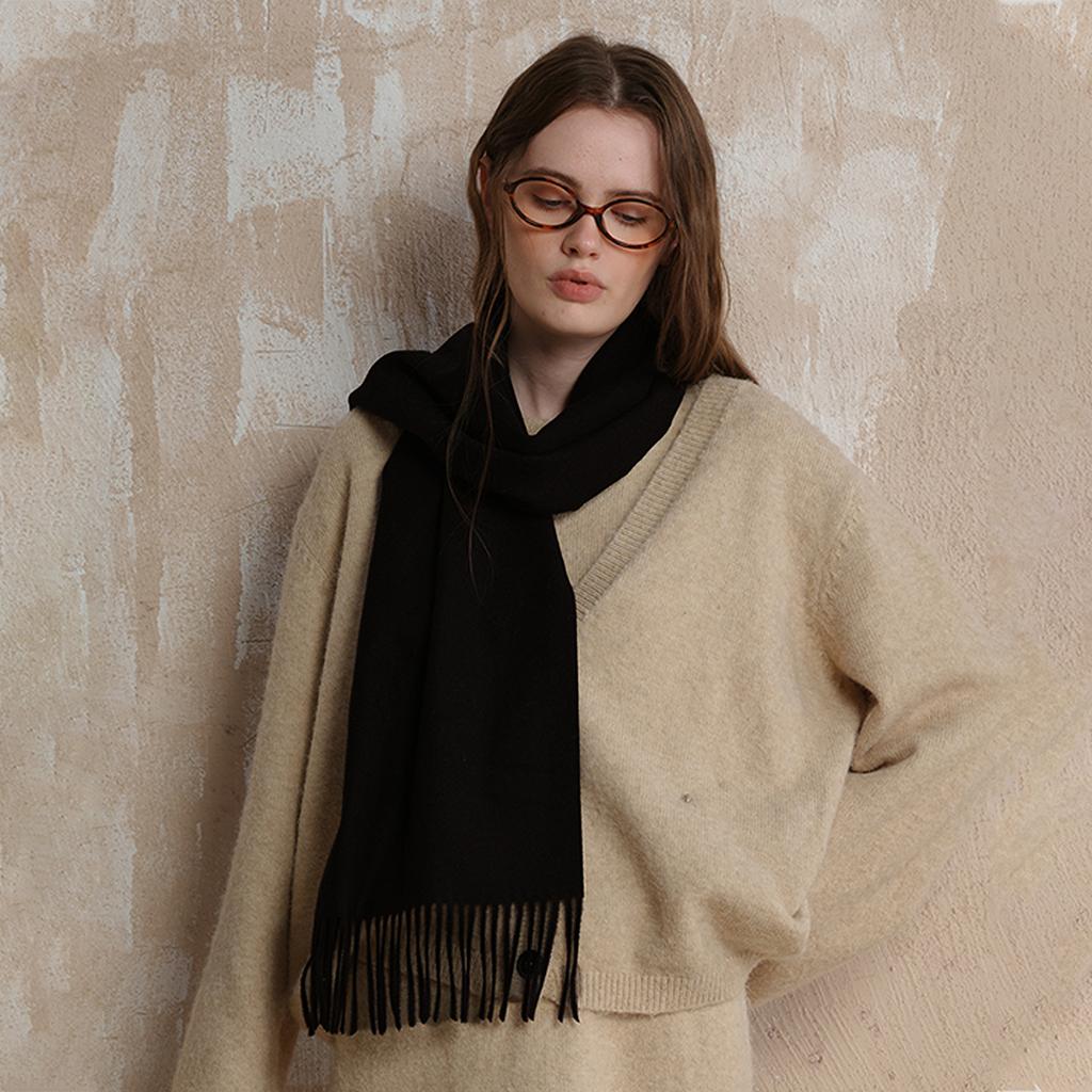 Wool scarf, unisex classic high-end B with warm solid color fringed scarf women's shawl autumn and winter
