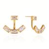 Yori Exquisite Bling Cubic Zirconia Cz Front And Back Earrings New Stainless Steel Delicate Waterproof Jewelry For Women