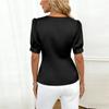 Damenmode Frühling/Sommer V-Ausschnitt Schlanke Passform Satin Elegant Vielseitig Hemd Top
