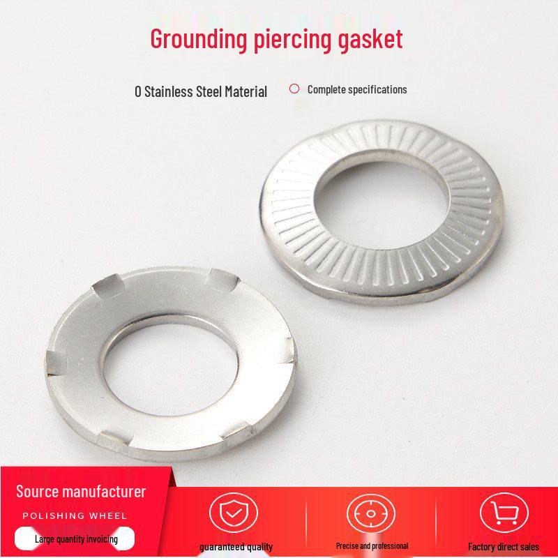 Stainless Steel Grounding Piercing Washer with Six Claws (304/316), Paint-Scraping Gasket 3x6x0.5 (100 pcs) 304