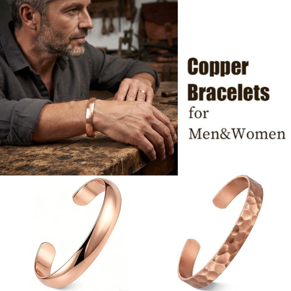 Pure Copper Cuff Bracelet Adjustable Copper Cuff Bracelet Durable Copper Bangle for Men and Women