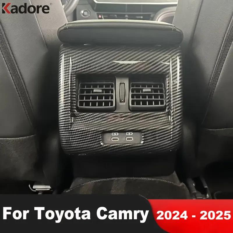 For Toyota Camry 2024 2025 Carbon Fiber Car Armrest Box Rear Air Condition Vent Outlet Cover Trim Interior Mouldings Accessories