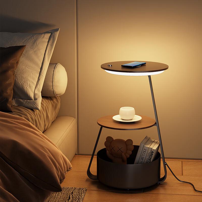 OEING Bedside Table Lamp with Wireless Charger and Storage