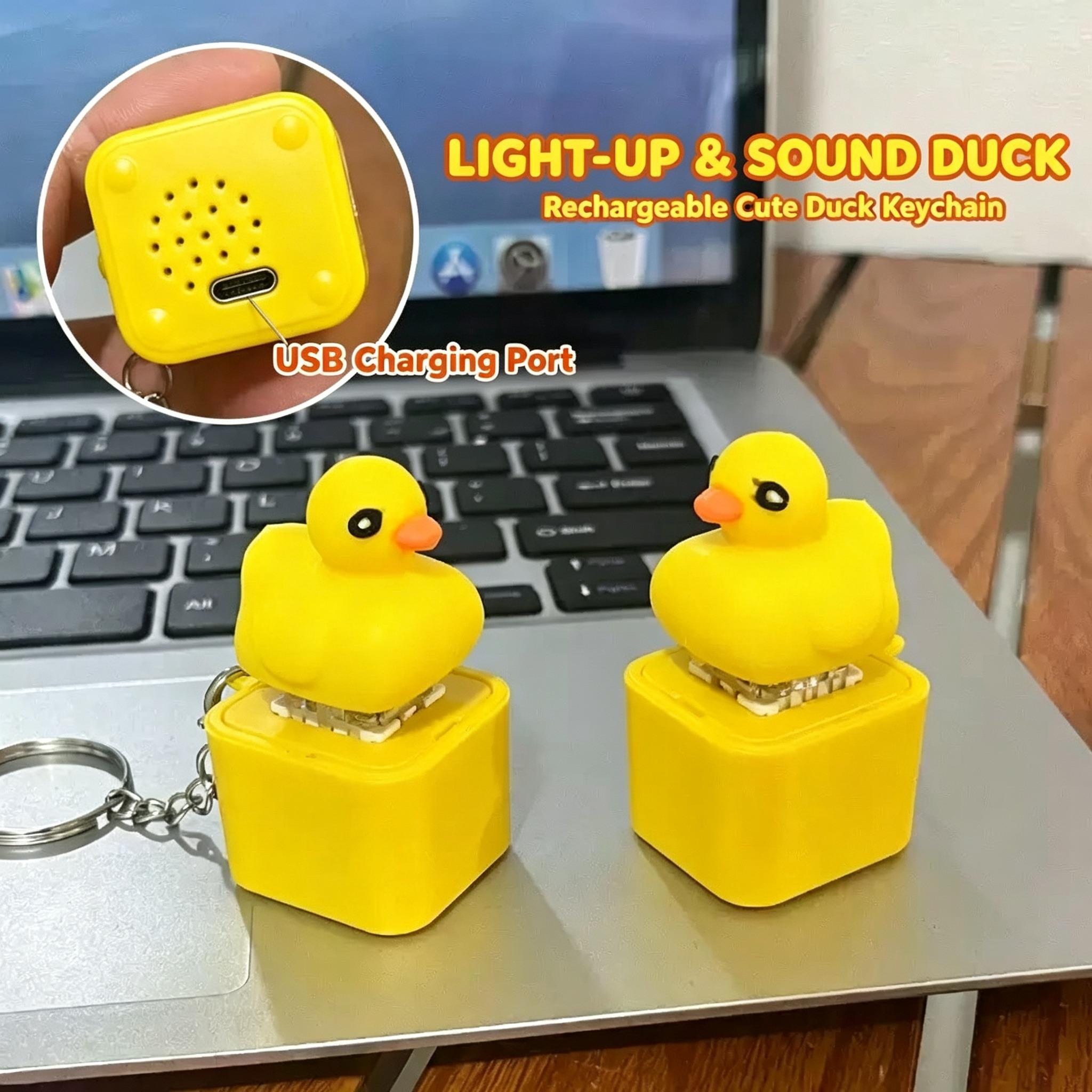 Mijn Zeemeeuw Eend Keycap Sleutelhanger Fidget Speeltje LED Verlichting Geluid Stressverlichting USB-C Oplaadbaar Tas Hanger Feest Cadeau voor Volwassenen 1PC black