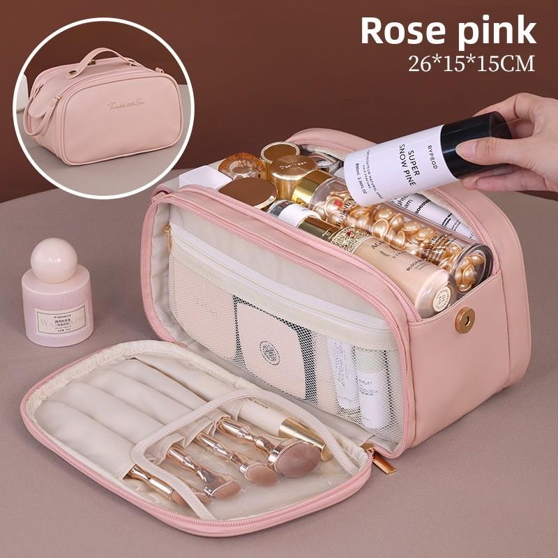 French Charm Multilayer Makeup Bag With Waterproof Pu Material For Travel And Daily Use
