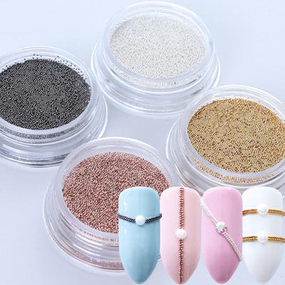 Perles 3D en acier micro-perles de 0,4 mm, couleur unie, pour décorations d'ongles, mini breloques