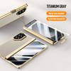 Galvanisierte Federgelenk-Schutzhülle aus echtem Leder und gehärtetem Glas für Samsung Z Fold 6 Galaxy Z Fold6 Rundumschutzhülle