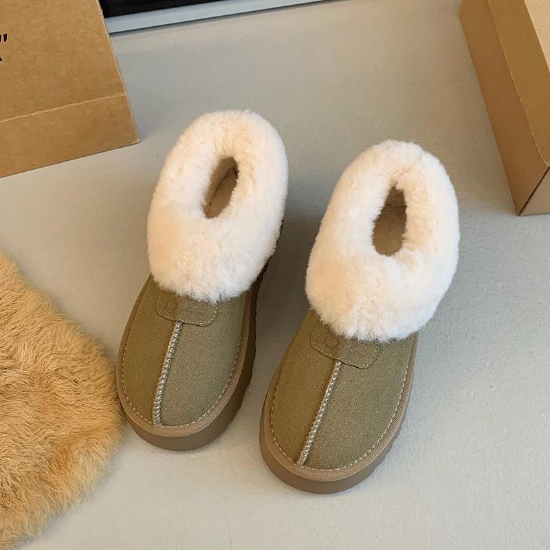 

Женские меховые зимние теплые меховые сноубутсы большого размера на толстой подошве, утепленные подкладкой ботильоны до щиколотки, нескользящие походные спортивные хлопковые ботинки 40