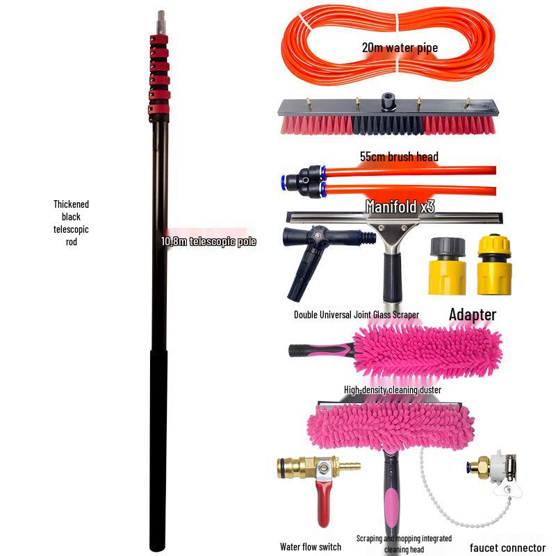 20-60 Ft Solar Panel & Window Cleaning Brush Kit