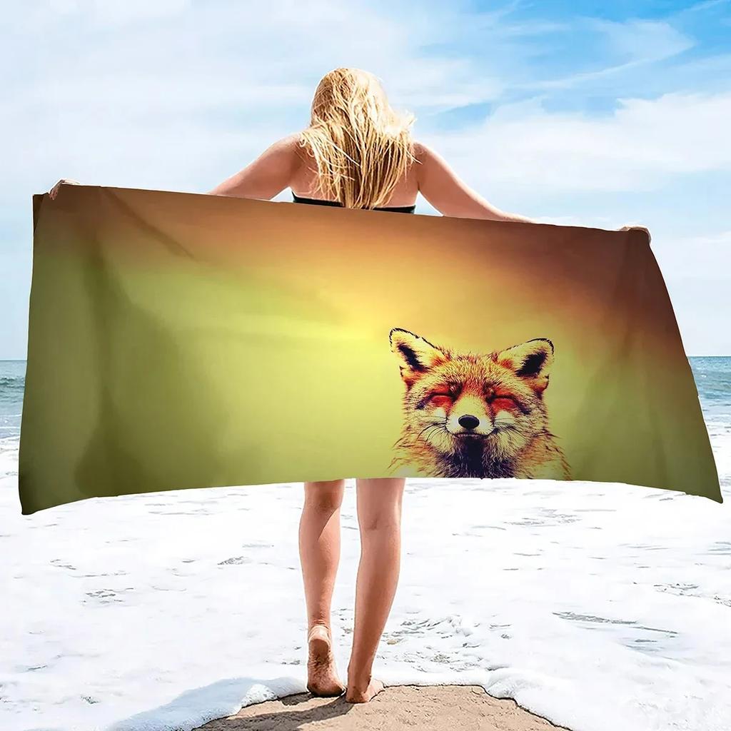 Cute Fox Beach Towel Wild Animal Bath Towels Bathroom Sport Bar Towel for Adult Kids Microfiber Shower Quick Dry Swimming Cover