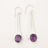 Oval Amethyst Gemstone Sterling Silver Trendy Dangling Engagement Boho Earrings EE-136-11