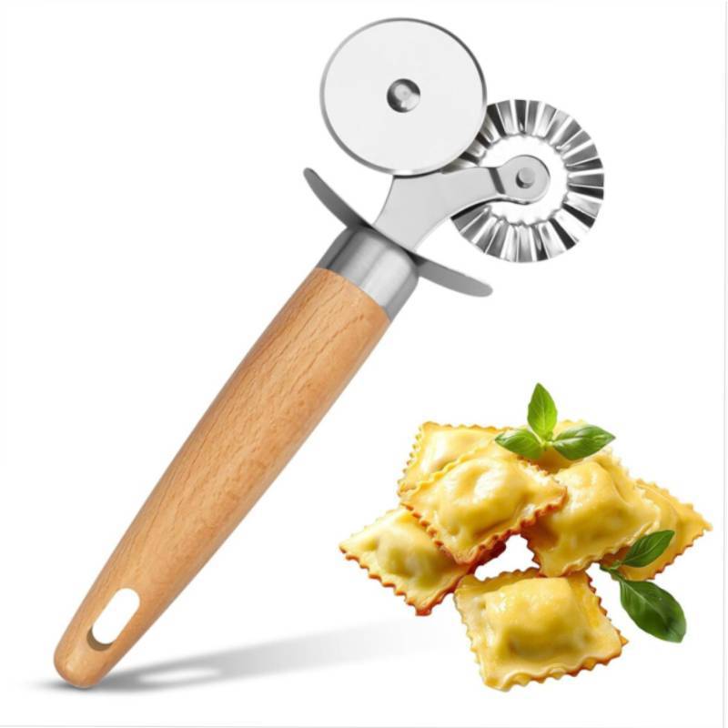 Double Wheel Embossing Cookie Cutter For Baking And Pasta Making Kitchen Tool